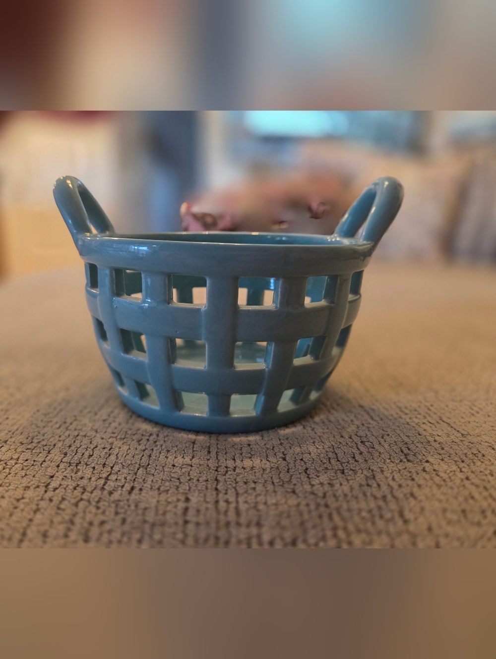 Target Blue Ceramic Lattice Accent Vase with Handles